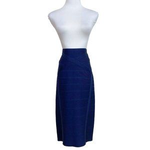Herve Leger Navy Bandage High-Waist Pencil Skirt